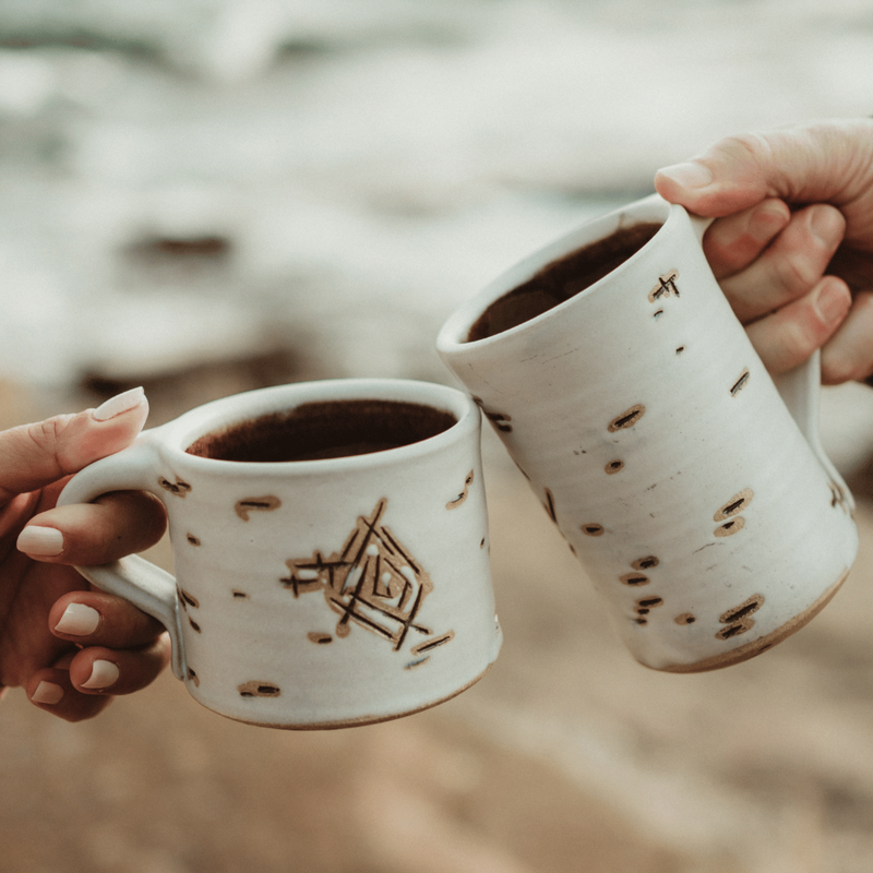 Ceramic Birch Mugs / White
